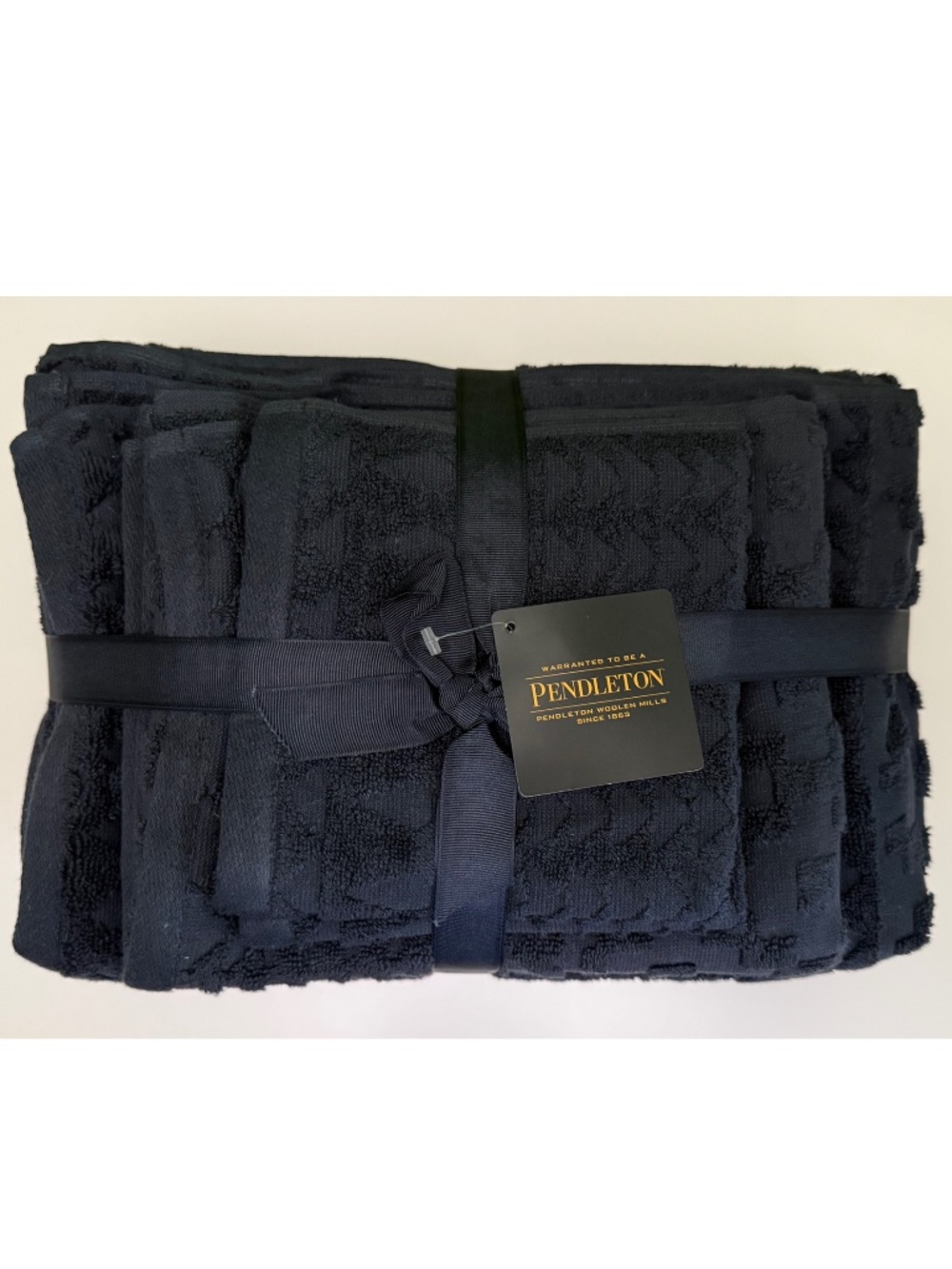Pendleton 6 Piece Towel Set High Dessert Sculpted Navy Blue